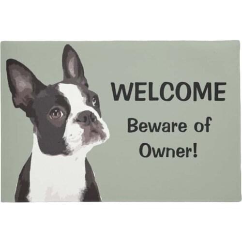 Funny Boston Terrier Welcome Cute Dog Doormat Home Decoration Entry Non-slip Door Mat Rubber Washable Floor Home