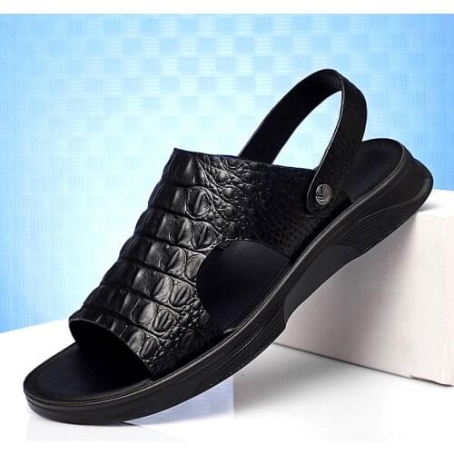 Summer Trendy Mens Sandals Open Toe Large Size Casual Beach Shoes Outdoor Breathable Retro Dual-use Shoes