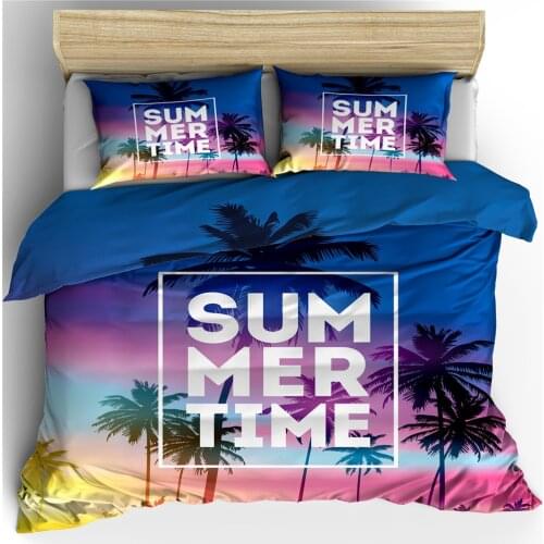 Hot Fashion Home Textile Bedding Tropical Plant Digital Print Bed on A Three-piece Bedroom Pillowcase Quilt Cover