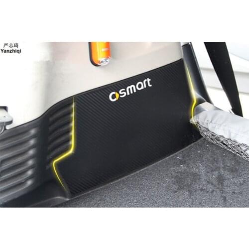 Carbon fiber Curettage and sticker tail box pads for protective decals Car Styling For 2015-2017 Smart Fortwo