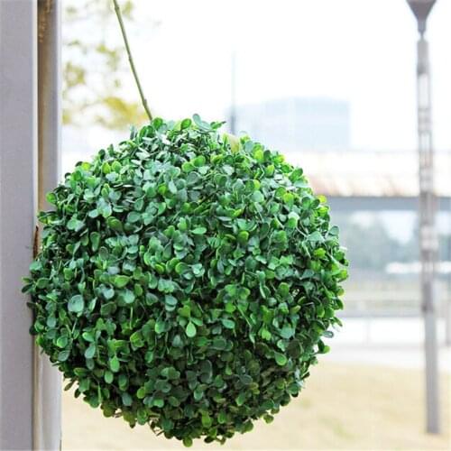 New Arrival 1pcs Modern Plastic Topiary Artificial Leaf Effect Ball boxwood grass Ball indoor outdoor Hanging decoration
