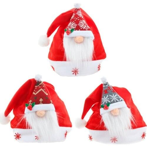 New Year Navidad Merry Christmas Hat Plush Forest Santa Claus Faceless Xmas Cap Party Props Children Adult Xmas Gift 2022