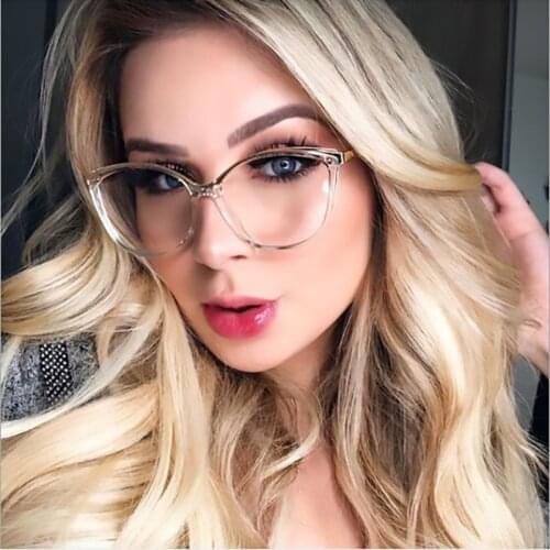 Burgundy Red Cat Eye Glasses Women Sexy Spectacles Optical Frame Cateye Eyeglasses For Female Fashion Clear Lens 6 Colors