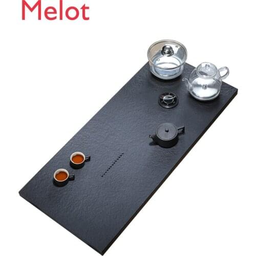 Black Gold Stone Tea Tray Tea Set Automatic Water Feeding Tea Table Kettle Integrated with Induction Cooker Household Large