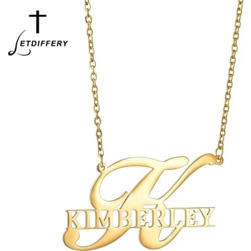 Letdiffery Custom Name Necklace For Women Stainless Steel Letter Pendant Customized Jewelry Birthday Gifts