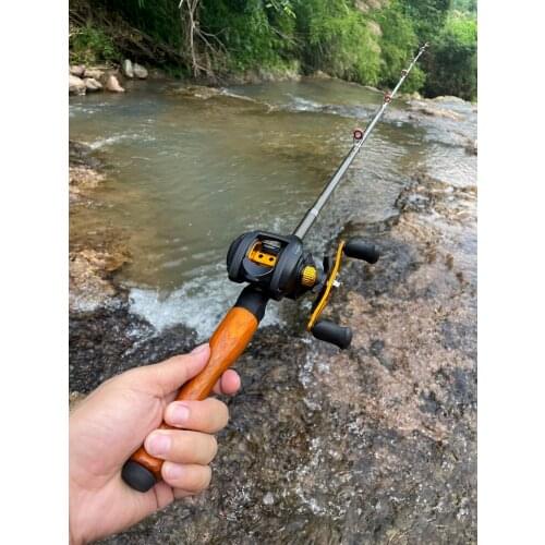 GHOTDA 1.3/1.6/1.8M Fishing Combo Portable Spinning Casting Fishing Rods and 17+1BB Baitcasting Reels Set