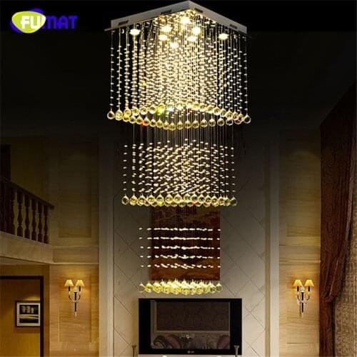 FUMAT k9 Crystal Chadeliers Modern K9 Crystal LED Art Fashion Hotel Project Stairs Lamp Living Room Lustre Ceiling Light Fixture