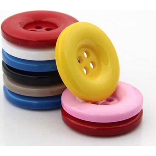 100 pieces 25mm-38mm candy 4 hole big resin buttons round edge buttons for clothing DIY garment buttons by hand
