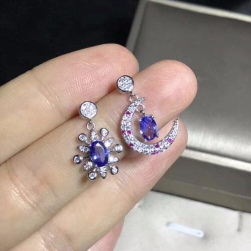 Natural Tanzanite Stud Earrings, Beautiful Colors, 925 Silver Exquisite Craftsmanship, Latest Design