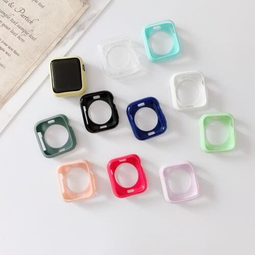 Silicone Case for Apple Watch 6 se 5 4 3 2 1 42/ 38mm for iWatch 4 5 40/44mm Watch Cover Screen Protection Shel Soft Bumper