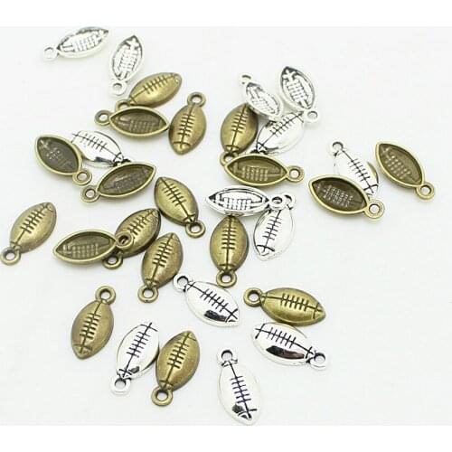 Sweet Bell 120pcs 7*15mm Antique football charms Vintage Style Necklace Charms D0949
