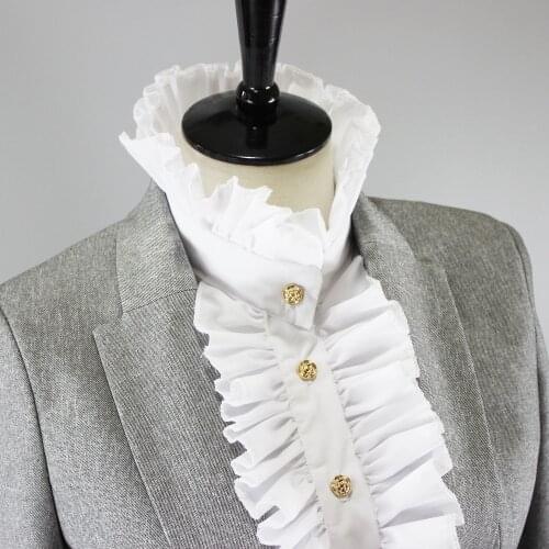 Vintage Ruffles Stand Fake Collar Shirt Bouse False Collars for Women Wedding Party Formal Neck Detachable Collar Tie Decorative