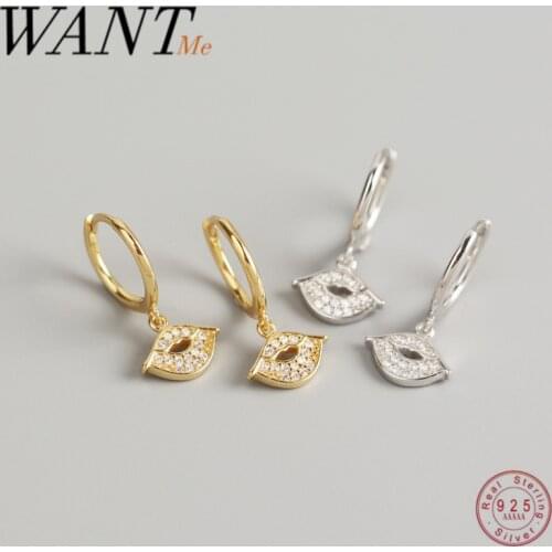 WANTME Trendy Exaggeration Genuine 925 Sterling Silver White Zircon Lip Stud Earrings for Women Party Jewelry Birthday Gift