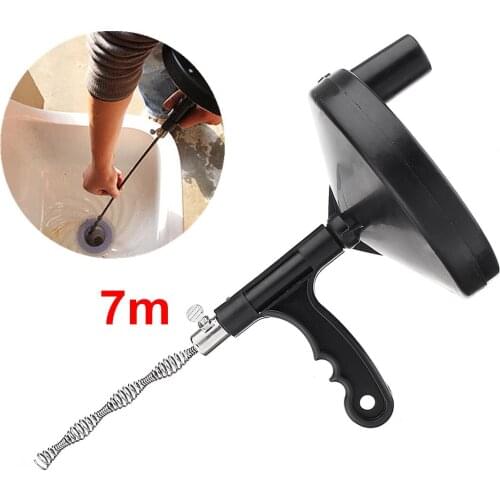 1pcs Kitchen Bathroom Sink Pipe Drain Cleaner Pipeline Hair Cleaning Remover 7M Toilet Sewer Clog Long Line Steel Spring Hook