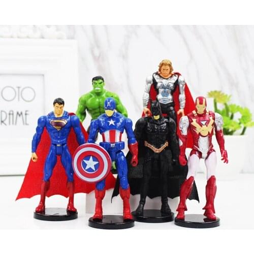 10-11cm 6pcs/Set Super Hero The Avengers Figure Thor Captain America Hulk Iron man PVC Action Figure Collectible Model Toys Doll