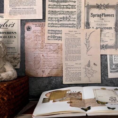 10 pcs Medieval Vintage of Bookspage Material Paper Junk Journal Planner Scrapbooking Decorative DIY Craft Background Paper