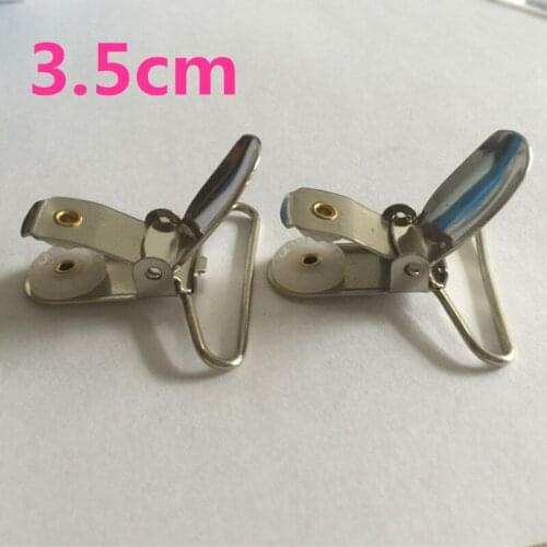 100pcs/lot 3.5cm Wholesale Silver Tone Metal Oval Pacifier Clip Suspender Paci Holders Ribbon Craft Sewing Tool Plastic Insert
