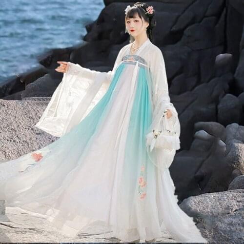 2021 girls costume dress hanfu improved girl performance dance embroidery costume chinese traditional folk dance prince dress