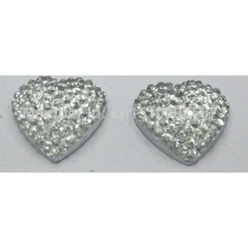 40 Clear Acrylic Heart Flatback Dotted Rhinestone Beads Flat back Resin Jewelry diy Accessories decoration 14mm