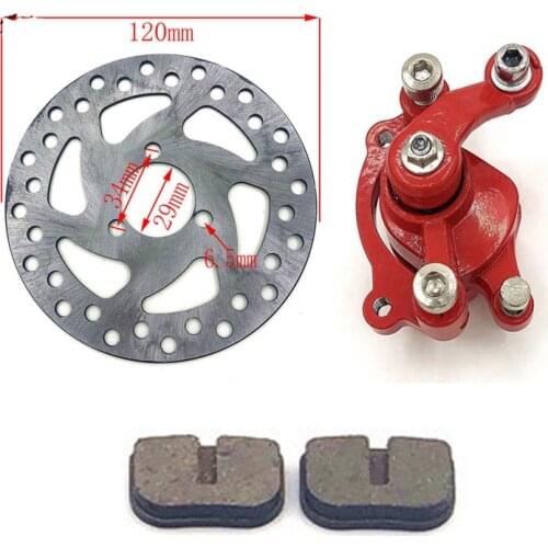 49CC Brake Disc Plate Gas Mini Dirt Bike Rear Disc Brake Caliper Kit 120mm and Friction Plate Rotors Electric Scooter ATV