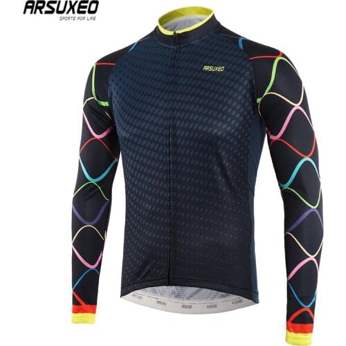 ARSUXEO Mens Long Sleeve Cycling Jersey Leggings Bicycle Clothing MTB Moutain Bike Racing Shirts Sportswear Quick Dry Z9