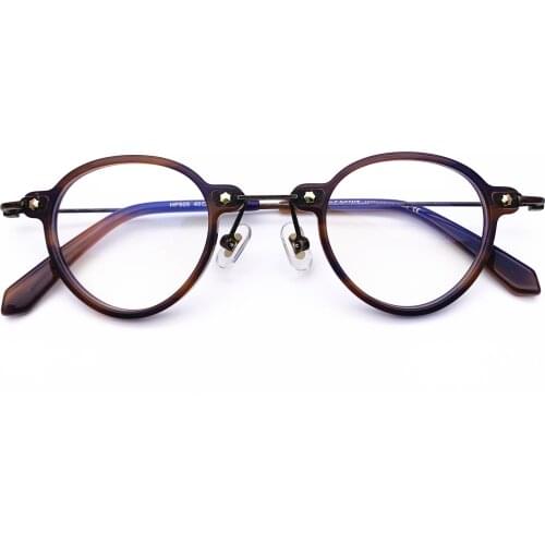 Belight Optical Women Men Acetate Fancy Mini Small Round Star Rivet Design Spectacle Frame Precription Lens HP505