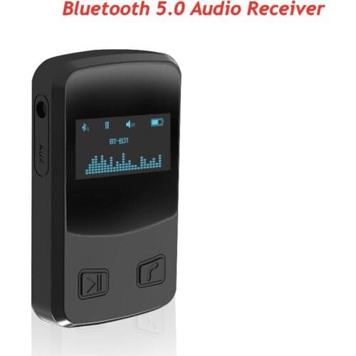 Kebidu Handsfree Wireless Bluetooth 5.0 Audio Receiver 3.5mm AUX Jack Audio Adapter With LED Screen For TV Car Kit Speaker