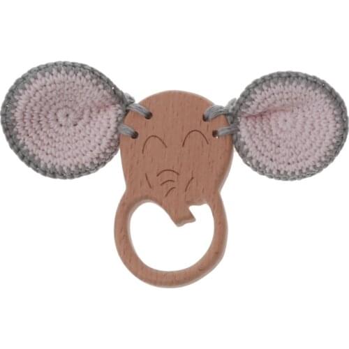 Baby Teether Beech Wooden Rattle Teething Toy Play Gym BPA Free Montessori Toy Q1FE