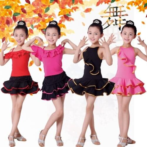 Children Latin Dance Dress for Kids Stage Performance Girl Ballroom Dance Dress for Exercise Kids Salsa Tango Dance Wear 89