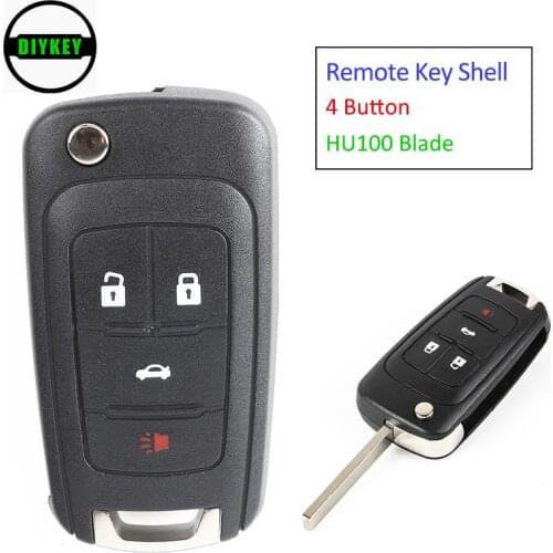 DIYKEY Smart Remote Key Shell 4 Button Key Case Replacement for Chevrolet/Opel/Buick HU100 Blade