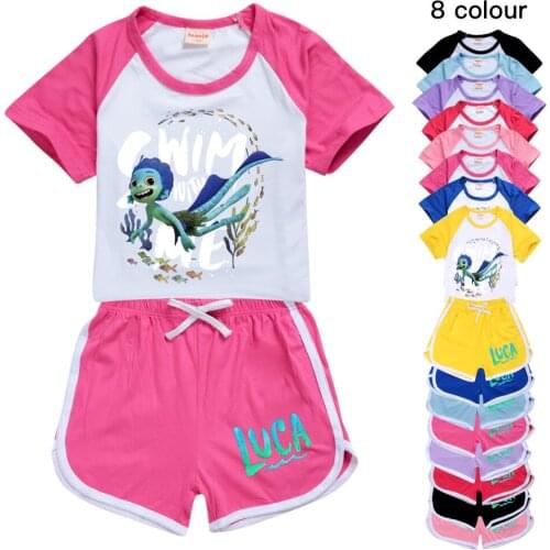 2021 Girls Boys Summer Clothing Set Movie Luca Kids Sports T Shirt+Pants 2-piece Set Baby Clothing Comfortable Outfits Pyjamas