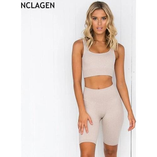 NCLAGEN 2020 Fitness Seamless Suit Women Summer Gym Shorts Bra Push-up High Waist Running Sportswear Workout Leggings Yoga Sets