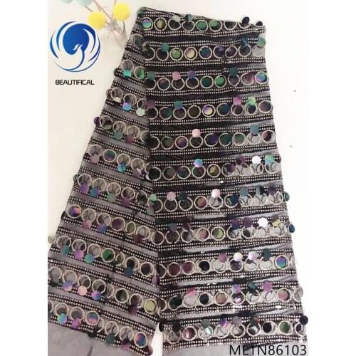 BEAUTIFICAL sequins lace fabric tulle french 2019 party lace dress material lace afrcian ML1N861