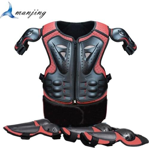 Red Childrens Skating Skiing Back Support MTB suit riding Full Body armor cross-country equipment anti fall Protect clothing