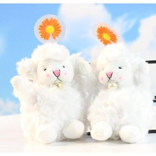Cute little white wool plush pendant keychain Cartoon pearl sheep Ragdoll doll bag ornaments soft Soothing doll christmase gift