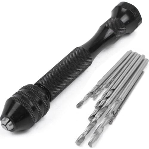 Mini Hand Drill,Precision Pin Vise Woodworking Hand Drill, miniature drill + 10pcs Mini Micro-Drill bit set with keyless Chuck