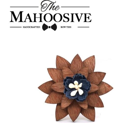 Mahoosive Fashion Brooch Pins Flowers Wood Enamel Lapel Pin For Girl Women Wooden Broches Collar Badge Wedding decor