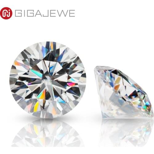 GIGAJEWE EF 1ct 6.5mm VVS Round Excellent Cut Moissanite Loose Diamond Test Passed Gemstone Jewelry Making Woman Girlfriend Gift