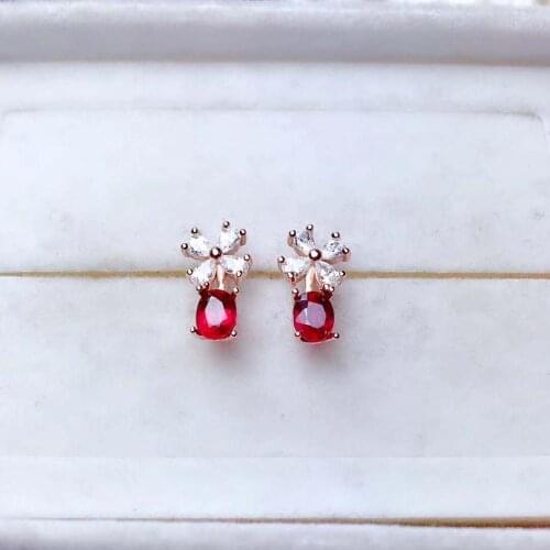 Natural High Quality Ruby S925 Sterling Silver Star Moon Earrings Fine Fashion Wedding Jewelry for Women Free Shipping MeibaPJFS