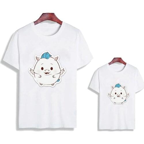New Fashion Mother Daughter Tshirt Family Matching Outfits Disney Cartoon Summer Girl Women White Loose Clothes Tops
