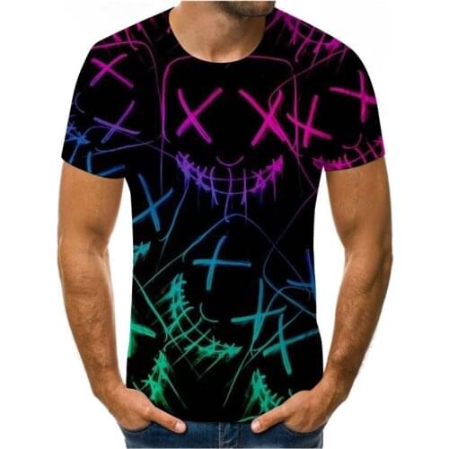 Nueva camiseta casual de moda para hombre, camiseta de graffiti 3d de dibujos animados, camiseta de manga corta con cuello redon