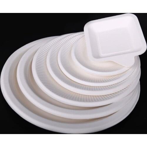 300x Environmental protection disposable cake paper plate,straw pulp waterproof oil resistant degradable trial eating BBQ plate