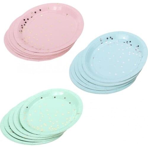 8pcs Disposable Paper Plate Tray Cake Dish Tableware for Barbecue Birthday Christmas Wedding Party Supplies Round Kitchenware