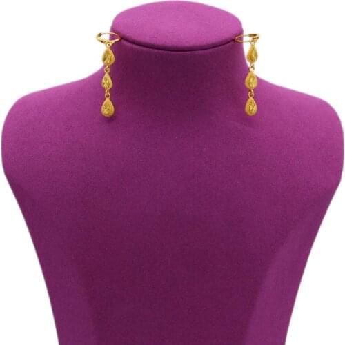 PINXUN Water Drop Gold Color Earrings For Women Dubai Bride Wedding Ethiopian Africa Earrings Jewelry Gold Charm Earrings XTE15