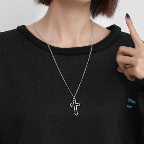 Hollow Cross Pendant Chain Necklace For Kpop Cool Harajuku Vintage Dark Gothic