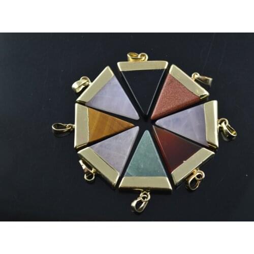 20pc Mixed Color Natural Semi-precious Stone Triangle Shape Pendants fit Woman Jewelry