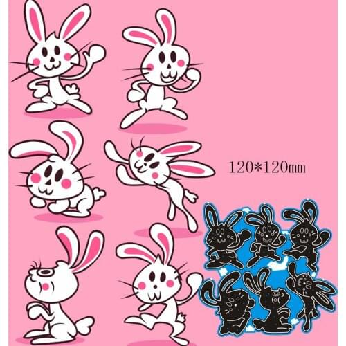 120*120mm Rabbits Metal Cutting Dies and Stamps Stencil for DIY Scrapbooking Photo Album Embossing Paper Card