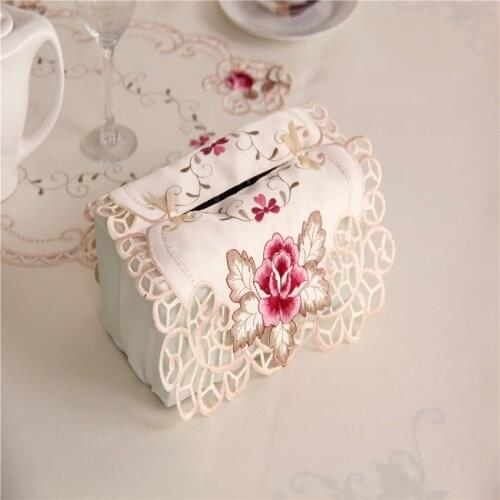 2pcs Europe luxury embroidery tissue Box Cover rose flower dustproof Pumping wedding for car table living Room home textile