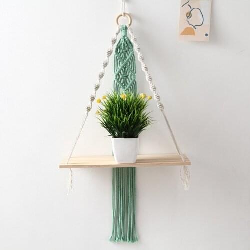 Nordic Handmade Macrame Tapestries Rack Wooden Shelves For Wall Bohemian Home Decorative Shelves Wall Hanging Shelves Ornament