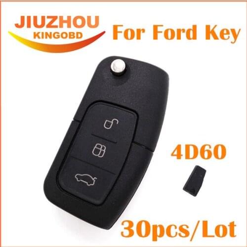 30pcs DHL Free Flip Folding Keyless Entry For Ford Focus For Mondeo Transit 3 Button Remote Smart Car Key+New Remote + 4D60 Chip